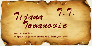 Tijana Tomanović vizit kartica